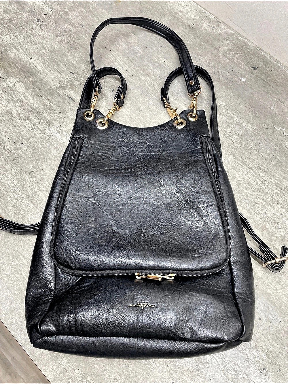 Esmé Convertible Floral Lined Black Backpack